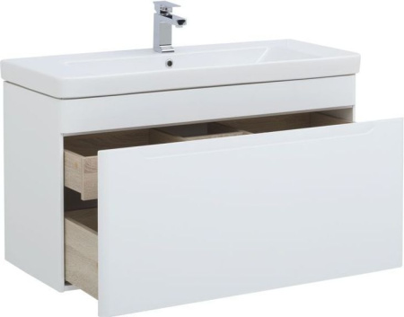 Фото тумба подвесная с раковиной aquanet софия 105 белый