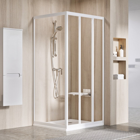 Фото неподвижная стенка ravak supernova apss-75 94030102z1, профиль белый/стекло прозрачное