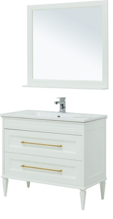 Фото комплект мебели aquanet бостон м 100 белый (ручки золото) (лит. мрамор)