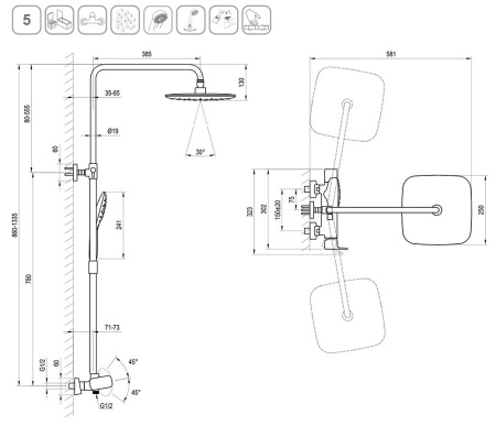 Фото душевая колонна ravak 10° free x070171, хром