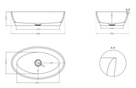 Фото раковина salini s-stone alda 01 110621mrf, матовая покраска по ral полностью
