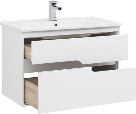 Фото тумба подвесная с раковиной aquanet модена 85 белый