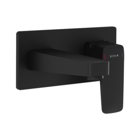 Фото смеситель для раковины встраиваемый в стену vitra root square a4273836exp, черный матовый