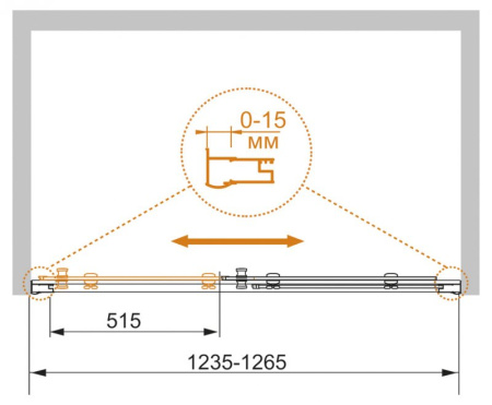 Фото дверь в нишу cezares pratico 120*195 см, стекло прозрачное/хром