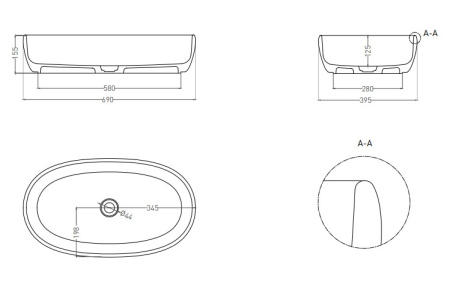 Фото раковина salini s-stone luce 110721mrf, матовая покраска по ral полностью