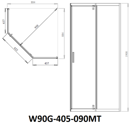 Фото душевой угол am.pm gem 90*90*190 см, профиль хром/стекло прозрачное