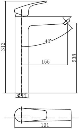 Фото смеситель для раковины aquanet static black af330-11b высокий, черный матовый