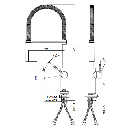 Фото смеситель для кухни paffoni light lig179nono, черный матовый