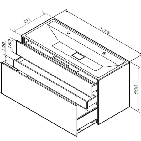Фото тумба подвесная am.pm inspire v2.0 120 см m50afhx1203gm, графит матовый