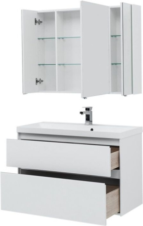 Фото комплект мебели aquanet гласс 100 белый