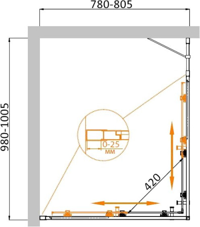 Фото душевой угол cezares molveno-ah-21-80+20-c-cr-iv 100*80*195 см