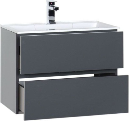 Фото тумба подвесная с раковиной aquanet алвита 70 серый антрацит