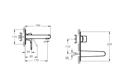 Фото смеситель для раковины из стены vitra root round a4272136exp, черный матовый
