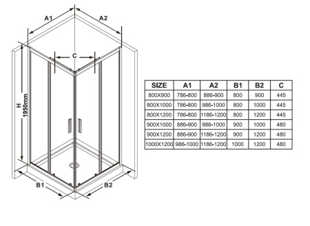 Фото элемент душевого угла ravak blix slim blsrv2k-80 x1xm40c00z1 80*195 см, профиль хром/стекло прозрачное
