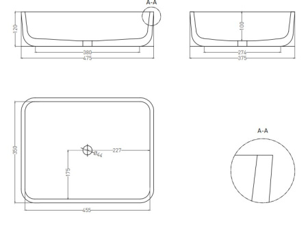 Фото раковина salini s-stone gloria 09 1102209mrf, матовая покраска по ral полностью