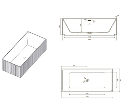 Фото ванна из литьевого камня ntbagno lieto nt222 170*75 см, белая Фото ванна из литьевого камня ntbagno lieto nt222 170*75 см, белая