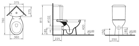 Фото унитаз напольный угловой vitra arkitekt 9754b003-7200, сиденье стандарт