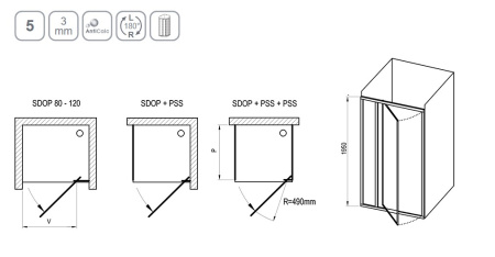 Фото дверь в нишу ravak supernova sdop-80 03v401o2zg 80*195 см, профиль белый/матовое стекло