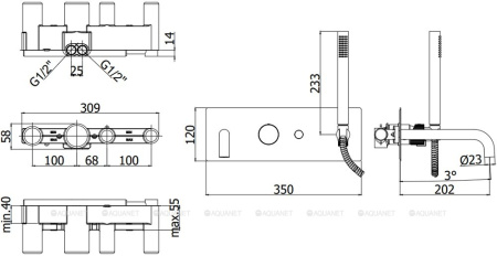 Фото встраиваемый комплект для ванны и душа paffoni jo jo001no, черный матовый