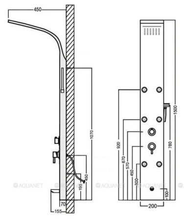 Фото душевая панель galaxy black с гидромассажем и изливом