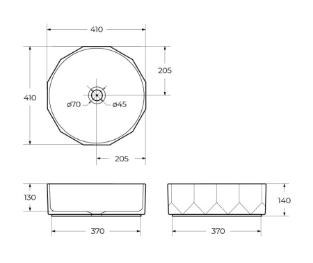 Фото раковина накладная belbagno bb1409h301 41*41*14 см, черная матовая