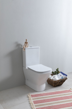 Фото унитаз напольный безободковый aquanet fine rimless fine-c белый, сиденье микролифт