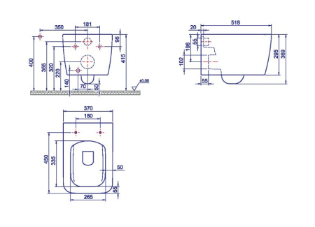 Фото унитаз подвесной boheme zen 967-wm, белый матовый