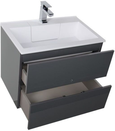 Фото тумба подвесная с раковиной aquanet алвита 70 серый антрацит