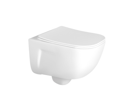 Фото унитаз подвесной безободковый aquatek дива aq2012-00 510*350*360 мм, горизонтальный выпуск, тонкое сиденье с механизмом плавного закрывания, крепеж