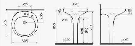 Фото раковина с пьедесталом vitra istanbul 4261b403-0041, белая