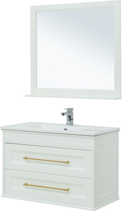 Фото комплект мебели aquanet бостон м 100 белый (ручки золото) (лит. мрамор)