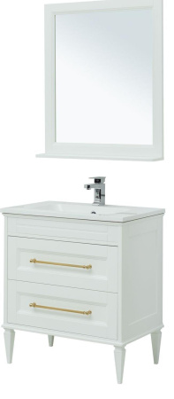 Фото комплект мебели aquanet бостон м 80 белый (ручки золото, раковина бостон)
