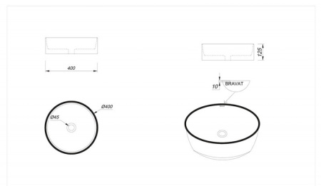 Фото раковина накладная bravat c22357k-eng 40*40 см, черная