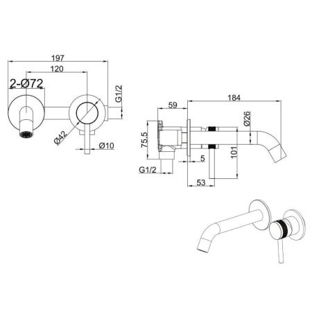 Фото смеситель для раковины allen brau priority 5.31030-00 встраиваемый в стену, хром