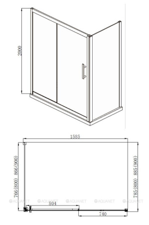 Фото душевой угол aquanet delta npe1131 1600800 160*80*200 см, прозрачное стекло