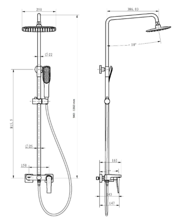 Фото душевая колонна boheme venturo 388-b, черный/золото