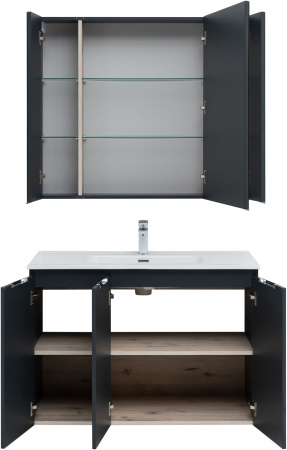 Фото комплект мебели aquanet алвита new 100 3 дверцы, антрацит