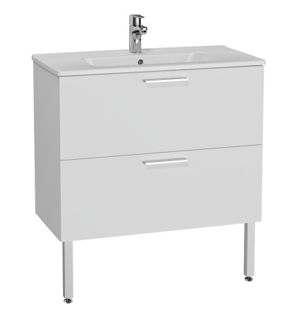 Фото тумба подвесная с раковиной vitra mia 80 см 66109, белый глянец