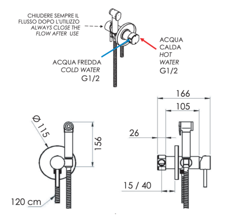 Фото гигиенический душ со смесителем remer x style x65wnp, никель брашированный