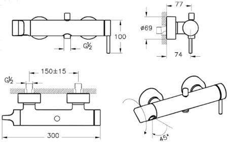 Фото смеситель для ванны vitra origin a4261936, черный матовый