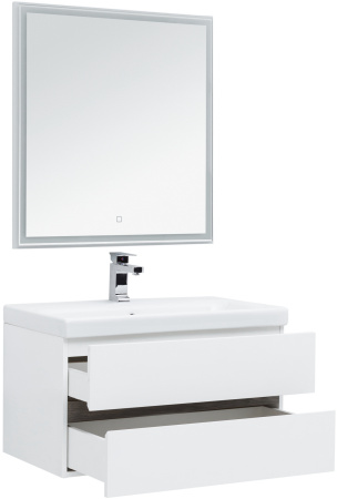 Фото комплект мебели aquanet беркли 80 белый/дуб рошелье (зеркало белое)