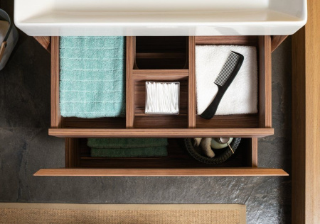 Фото тумба подвесная с раковиной aquanet нью-йорк 60 орех