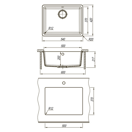 Фото мойка кухонная lemark sinara 540-u шампань