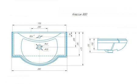 Фото раковина мебельная opadiris классик 80 см 4620008198941, белая