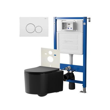 Фото сет: инсталляция point элемент pn45120 + клавиша виктория хром pn44061c + унитаз веста чёрн мат