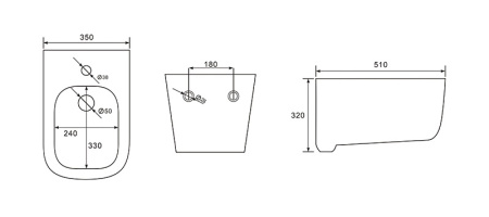 Фото биде подвесное aquatek лугано aq1002-00, 510*350*320 мм, цвет белый