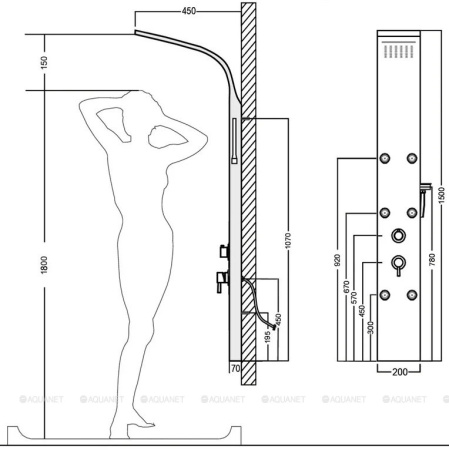 Фото душевая панель galaxy black с гидромассажем