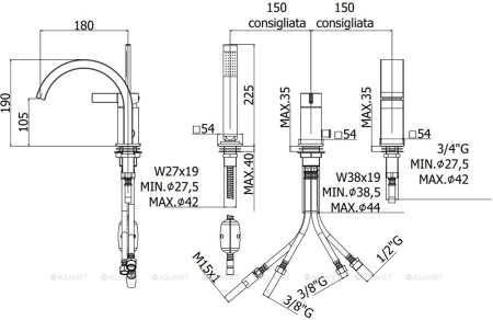 Фото смеситель на борт ванны paffoni rock ro040st, сталь