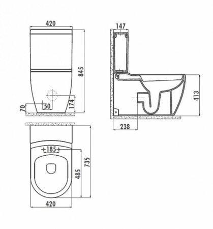 Фото бачок для унитаз creavit grande gr410-00cb00e-0000, белый