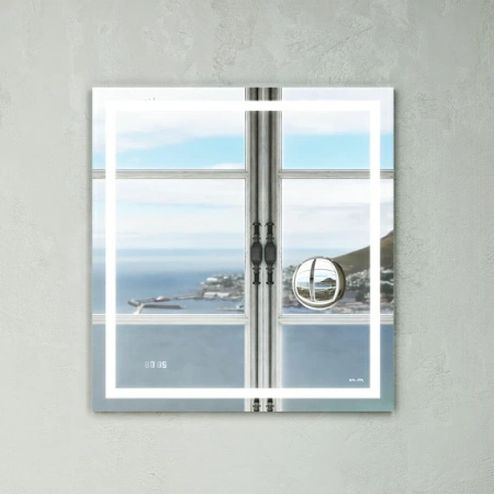 Зеркало с LED подсветкой Am.Pm Gem M91AMOX0653WG 65*70 см, часы